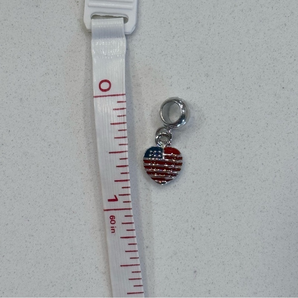 2/$14 Silver Heart Flag Charm Pendant - Red & Blue - Picture 3 of 3